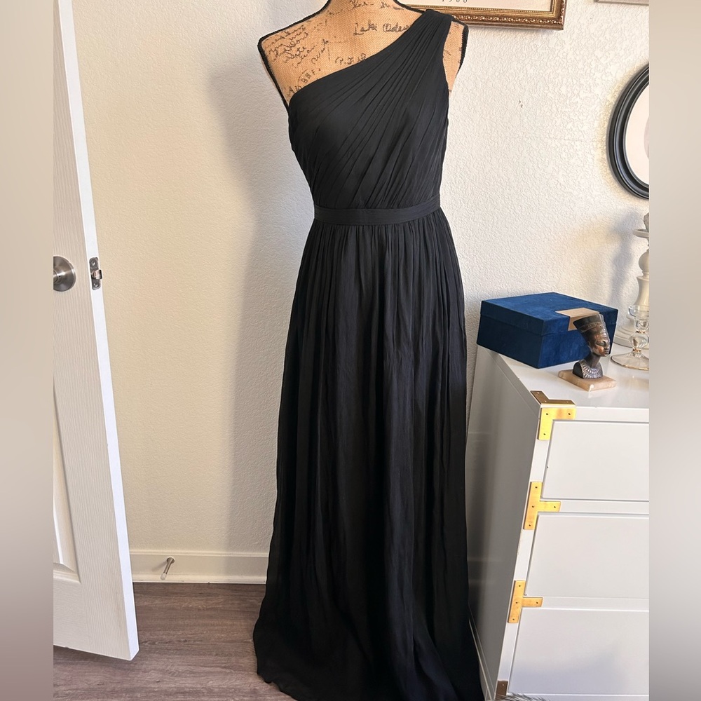 JCREW Black silk one shoulder dress